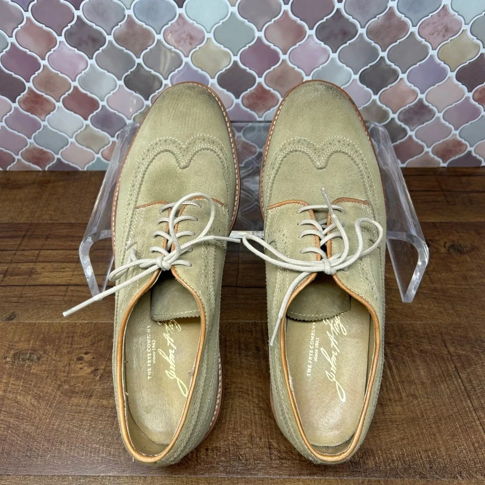 The Frye Company, John A Frye Men's Beige Suede Wingtip‎ Size 11D